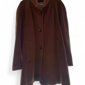 Kristen Blake Chocolate Brown Wool-Blend Button Cape Coat